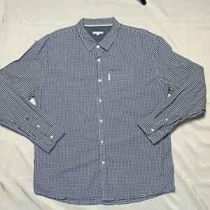 Marc Ekco Navy and White Gingham Button Down Shirt
